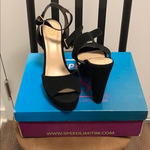 Black Suede Chunky Heel Shoe